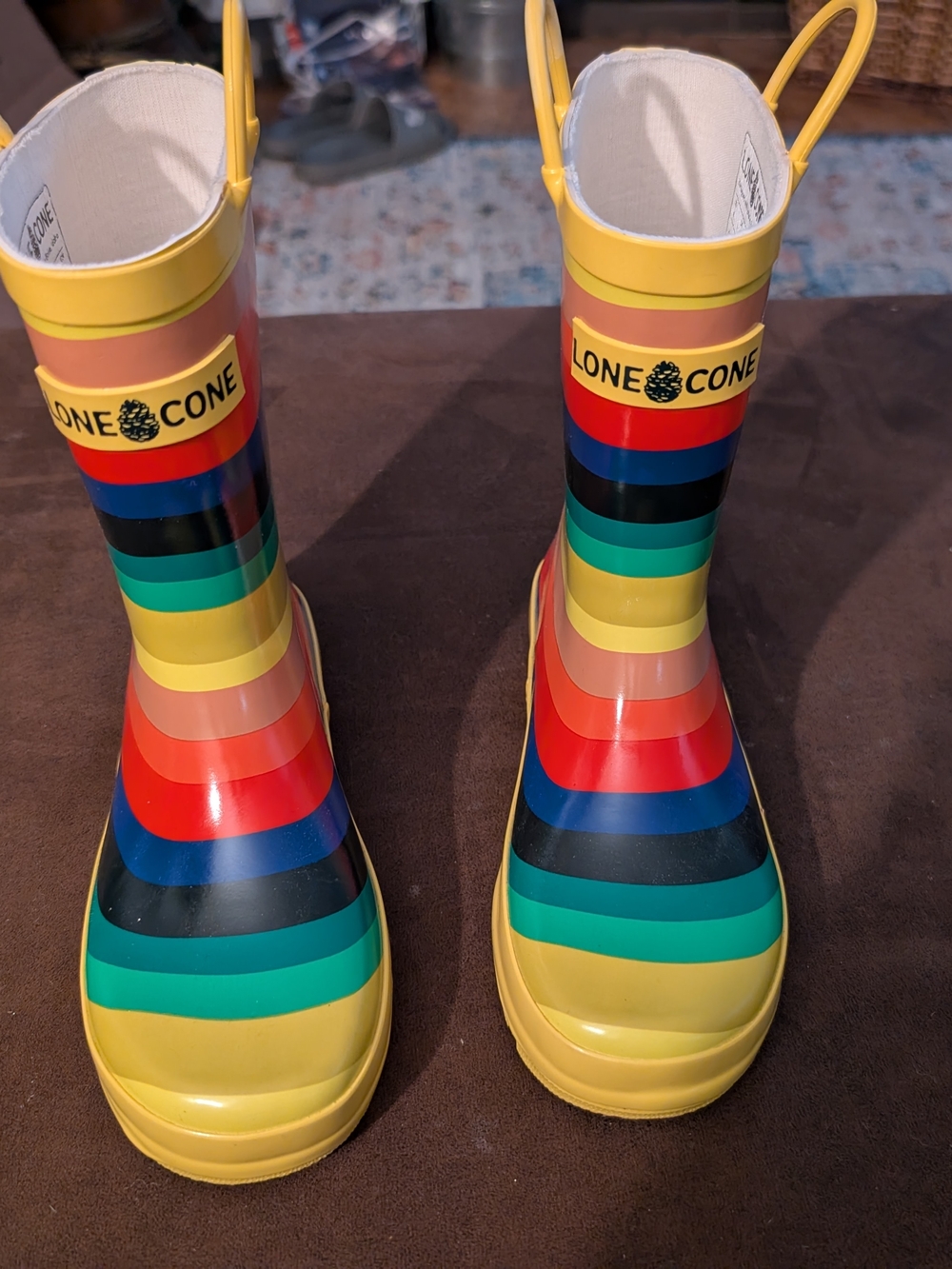 Lone Cone Kids' Yellow Multi-Stripe Rain Boots